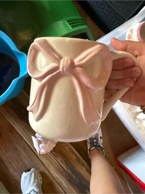 Ceramic Mug with Pink Bow Accent